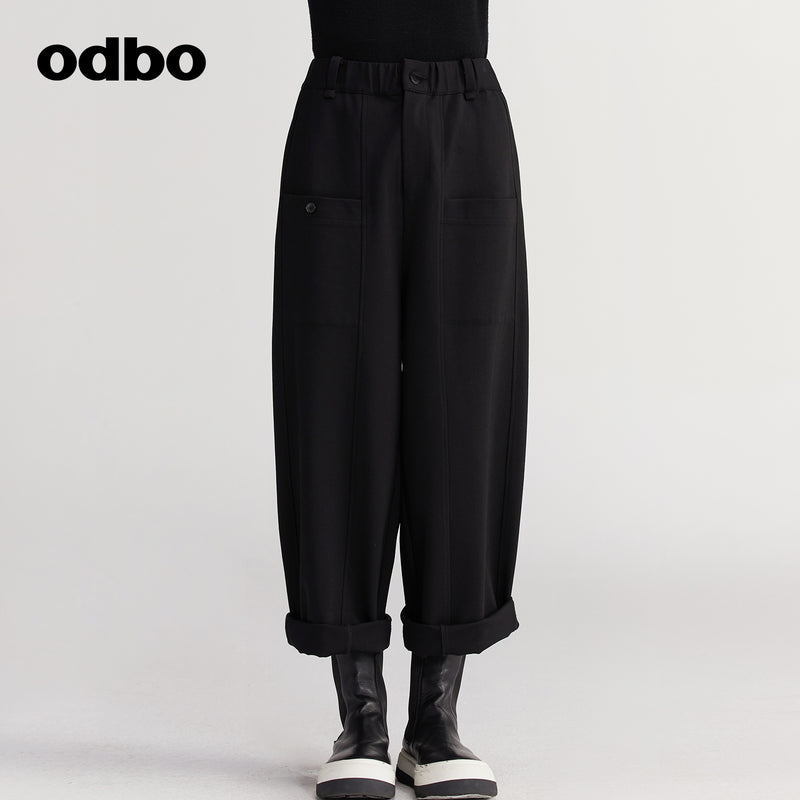 【商場同款】odbo/歐迪比歐休閒褲女秋冬季2022新款衛褲闊腿褲男