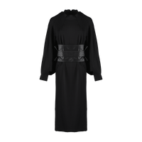 【商場同款】odbo/歐迪比歐長袖連衣裙女早秋2022新款黑色中長裙