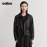 odbo 真皮 皮衣外套女 2022新款 百搭夾克