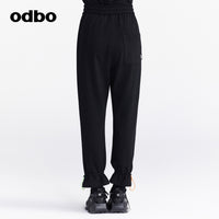 Odbo 時尚運動撞色系帶束腳休閒褲女夏季2022年新款百搭針織長褲
