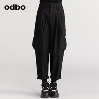 【商場同款】odbo/歐迪比歐秋冬2022新款工裝休閒褲女寬鬆束腳褲
