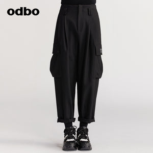 【商場同款】odbo/歐迪比歐秋冬2022新款工裝休閒褲女寬鬆束腳褲