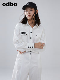 odbo 2022年新款 工裝連體褲 女 收腰百搭 束腳褲