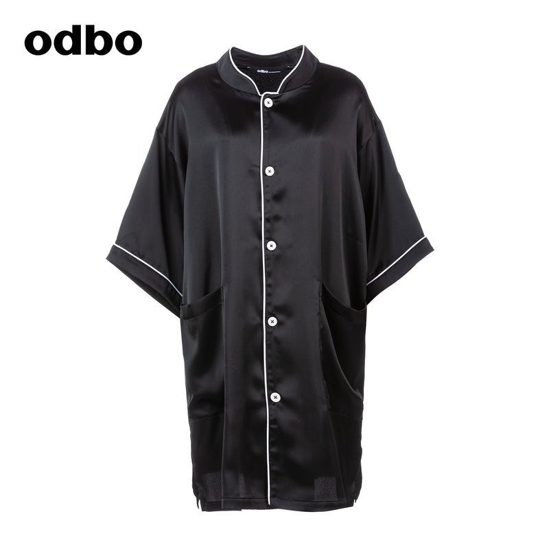 odbo 夏日套装休闲长裤显瘦睡衣风v领设计感衬衫高级感女装冷淡风