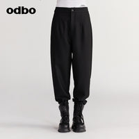 【商場同款】odbo/歐迪比歐秋冬2022新款黑色休閒褲女寬鬆直筒褲