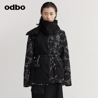 【商場同款】odbo/歐迪比歐圍巾領棉外套女秋冬2022新款外套