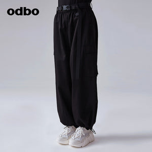 【商場同款】odbo/歐迪比歐春裝2022年新款女抽繩束腳嘻哈休閒褲