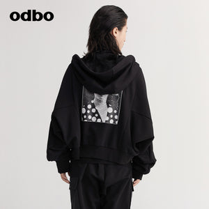 【商場同款】odbo/歐迪比歐秋冬2022新款黑色短外套女針織上衣