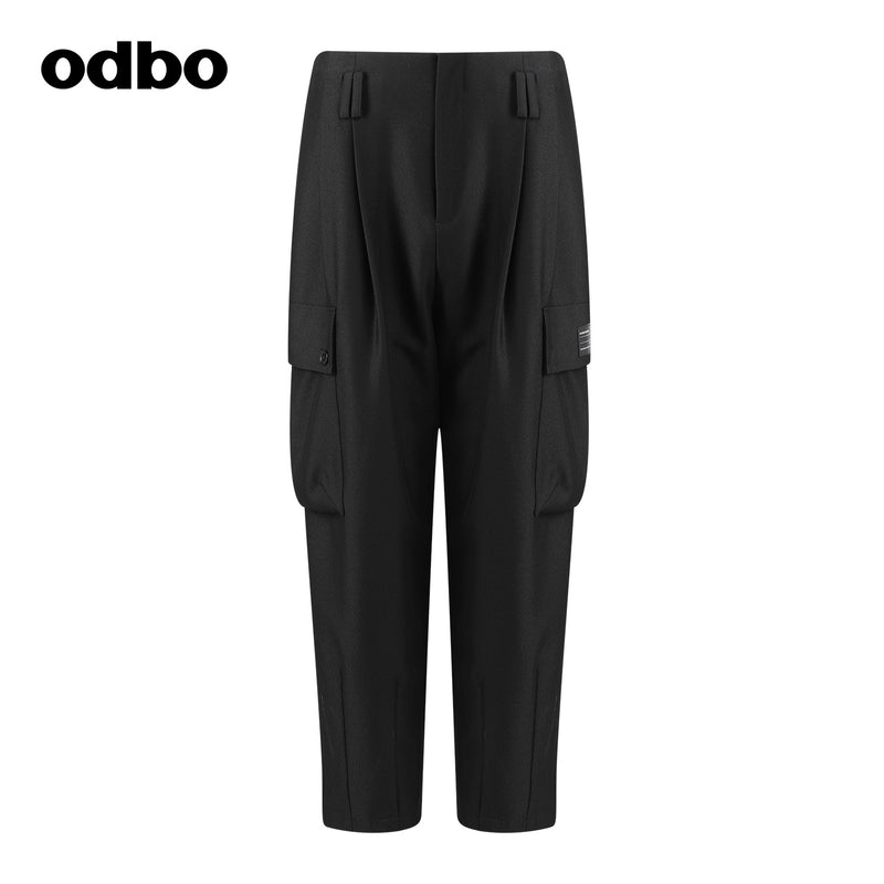 【商場同款】odbo/歐迪比歐秋冬2022新款工裝休閒褲女寬鬆束腳褲