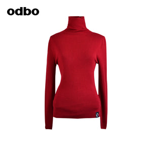 Odbo/歐迪比歐專櫃同款設計師品牌針織衫高領毛衣多色女保暖
