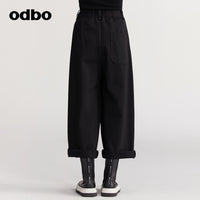 【商場同款】odbo/歐迪比歐休閒褲女秋冬季2022新款衛褲闊腿褲男