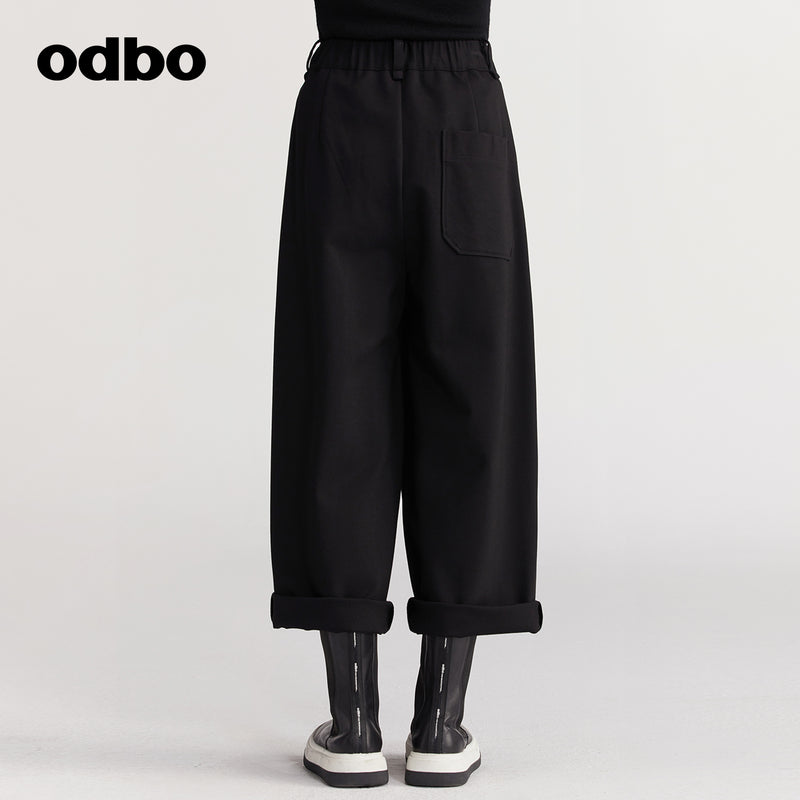 【商場同款】odbo/歐迪比歐休閒褲女秋冬季2022新款衛褲闊腿褲男