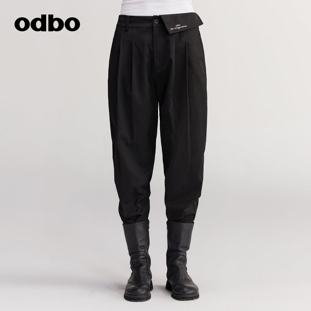【商場同款】odbo/歐迪比歐休閒哈倫褲女秋冬2022新款百搭束腳褲