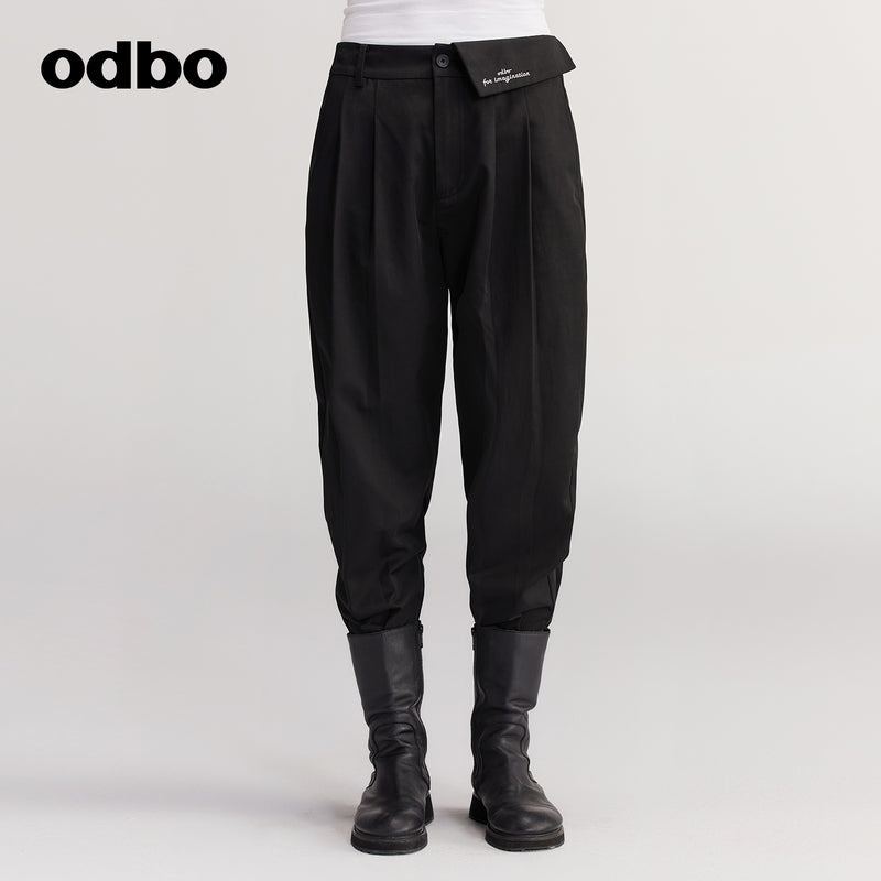 【商場同款】odbo/歐迪比歐休閒哈倫褲女秋冬2022新款百搭束腳褲