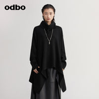 【商場同款】odbo/歐迪比歐不規則針織衫女秋冬2022新款外穿毛衣