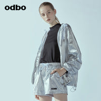 Odbo休閒氣質連帽短外套女秋冬2021年新款寬鬆舒適運動防風上衣潮