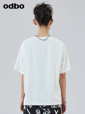 Odbo 寬鬆顯瘦白色短袖t恤女夏季2022年新款舒適百搭休閒氣質上衣