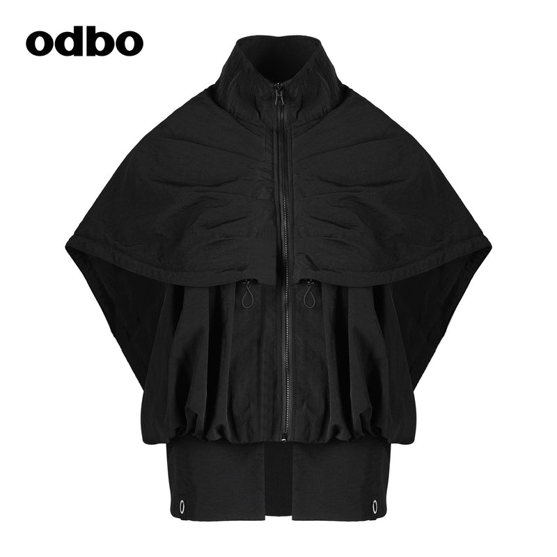 【商場同款】odbo/歐迪比歐秋冬2022新款時尚設計感斗篷背心外套