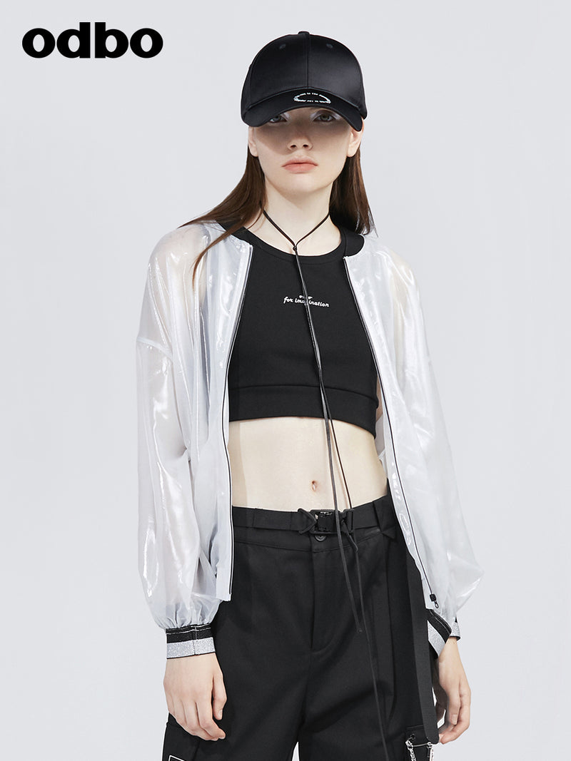 odbo 透視棒球外套 女 衛衣款 2022新款