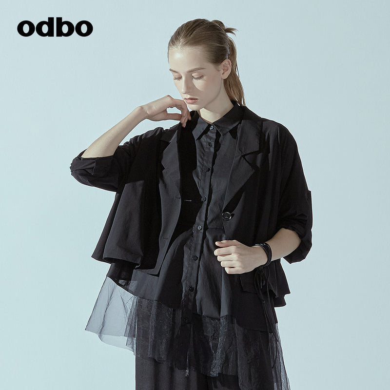 Odbo/歐迪比歐專櫃同款設計師品牌2022春女風衣短外套L20121060D