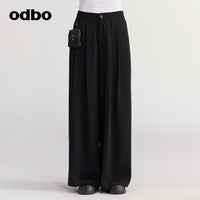 【商場同款】odbo/歐迪比歐秋冬2022新款休閒褲女寬鬆直筒闊腿褲