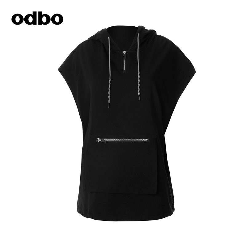 【商場同款】odbo/歐迪比歐春裝2022新款女潮流時尚連帽針織衛衣