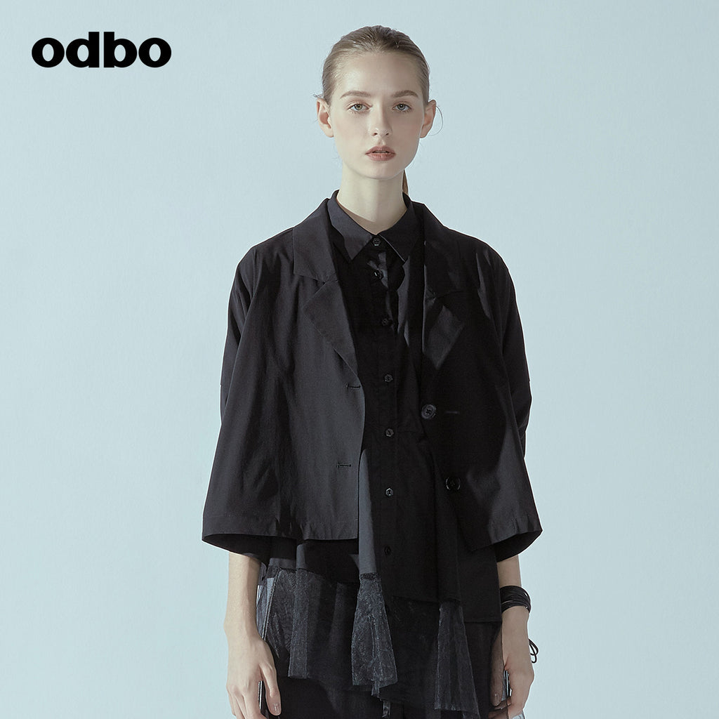 Odbo/歐迪比歐專櫃同款設計師品牌2022春女風衣短外套L20121060D