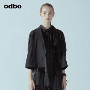 Odbo/歐迪比歐專櫃同款設計師品牌2022春女風衣短外套L20121060D