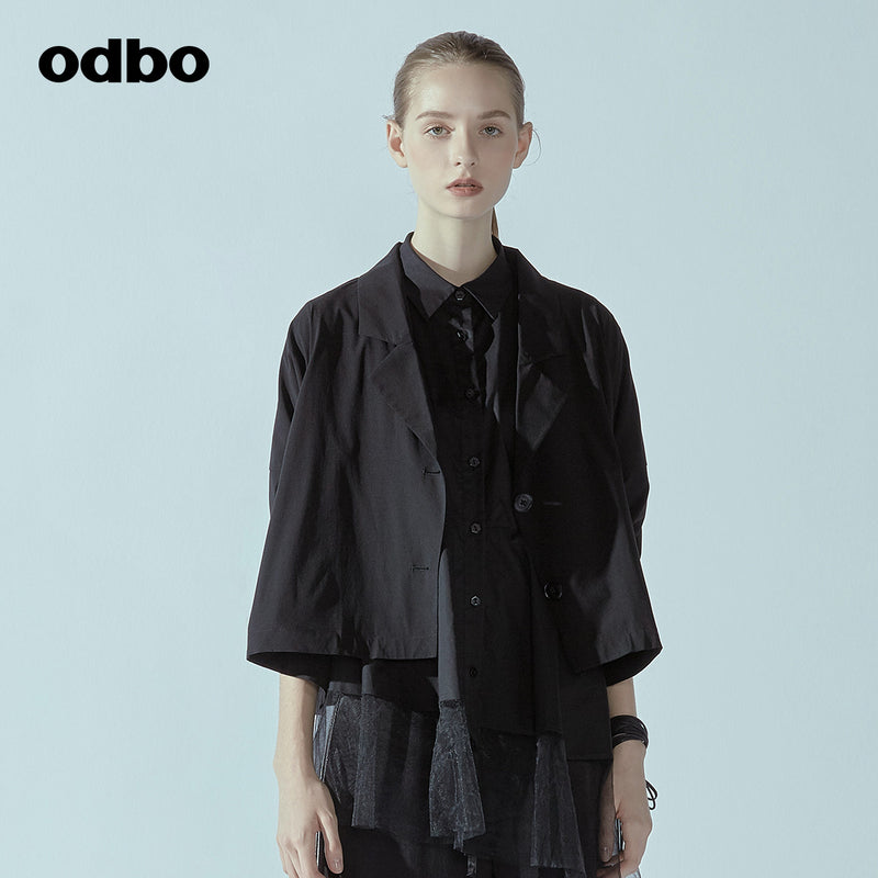 Odbo/歐迪比歐專櫃同款設計師品牌2022春女風衣短外套L20121060D
