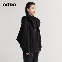 【商場同款】odbo/歐迪比歐秋冬2022新款黑色短外套女針織上衣