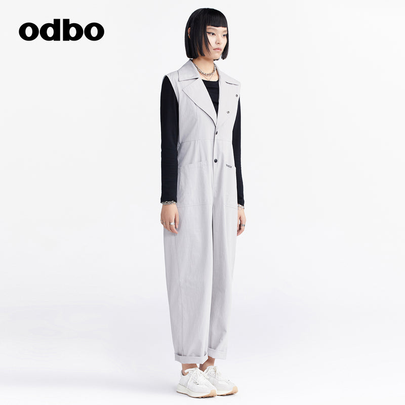 odbo原創品牌 工裝風 連體褲 長褲 灰色女