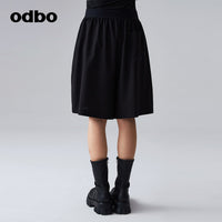 【商場同款】odbo/歐迪比歐春裝2022年新款女黑色五分休閒裙褲子