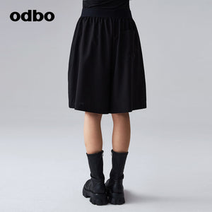 【商場同款】odbo/歐迪比歐春裝2022年新款女黑色五分休閒裙褲子