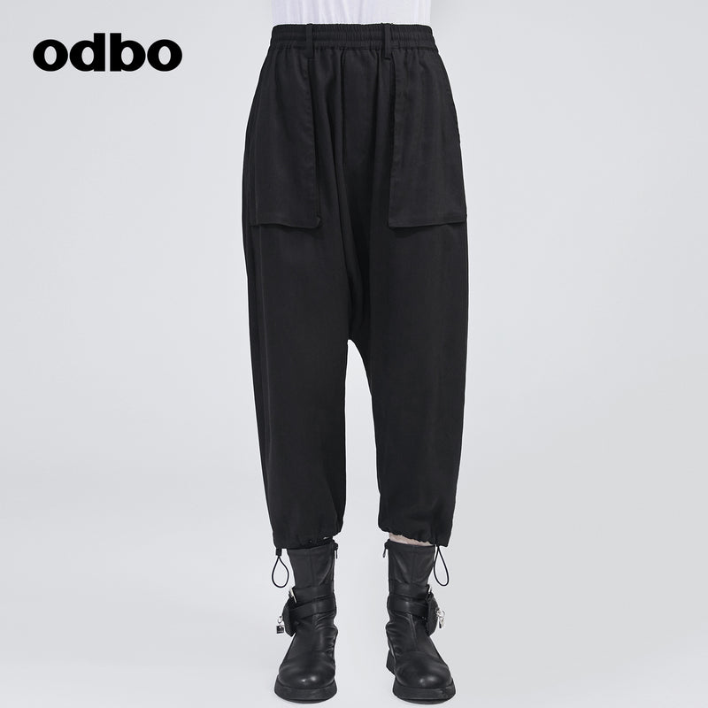 【商場同款】odbo/歐迪比歐2022年新款高腰休閒褲女九分吊襠褲子