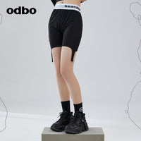 Odbo logo印花束腰時尚運動騎行褲女夏季2022年新款百搭薄款短褲