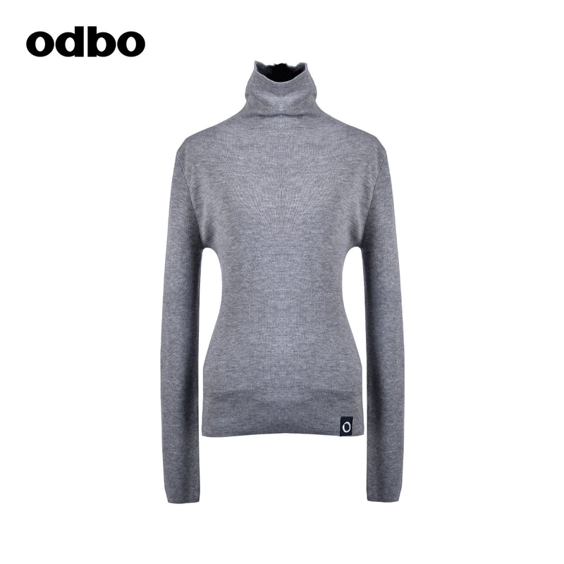 Odbo/歐迪比歐專櫃同款設計師品牌針織衫高領毛衣多色女保暖