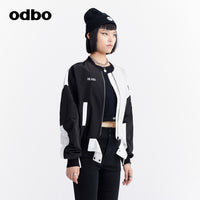 Odbo秋冬2022年新款女黑白撞色短外套女設計感小眾時尚百搭夾克潮
