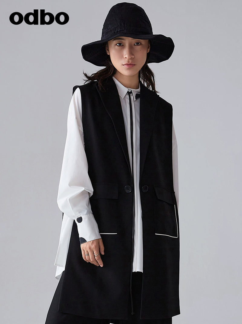【商場同款】odbo/歐迪比歐春裝2022年新款女設計感小眾背心馬甲