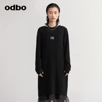 【商場同款】odbo/歐迪比歐春裝2022新款毛針織衫女開叉中長裙子