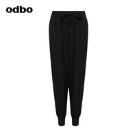 Odbo鬆緊高腰抽繩運動褲女秋冬季寬鬆顯瘦百搭束腳休閒長褲潮牌