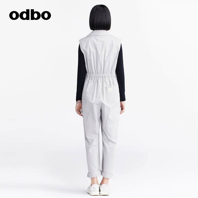 odbo原創品牌 工裝風 連體褲 長褲 灰色女