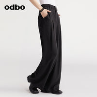 【商場同款】odbo/歐迪比歐秋冬2022新款垂感休閒褲女闊腿長褲