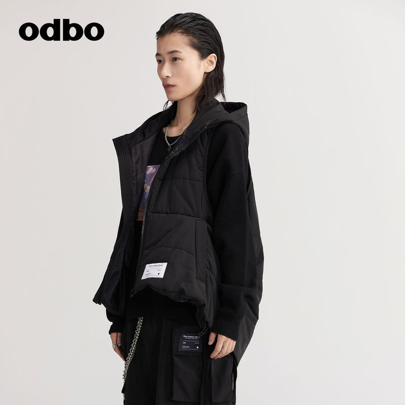 【商場同款】odbo/歐迪比歐秋冬2022新款馬甲女設計感保暖棉服