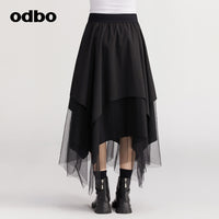 【商場同款】odbo/歐迪比歐半身裙女2022秋冬新款設計感小眾A字裙
