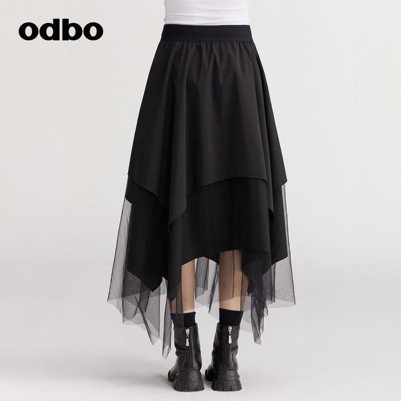 【商場同款】odbo/歐迪比歐半身裙女2022秋冬新款設計感小眾A字裙