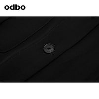 Odbo無袖連體褲女早秋氣質時尚2022新款黑色寬鬆顯瘦圓領卷邊潮