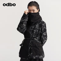 【商場同款】odbo/歐迪比歐圍巾領棉外套女秋冬2022新款外套