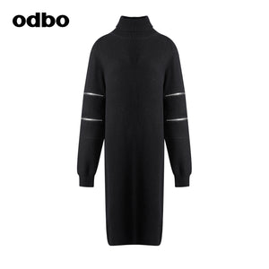 【商場同款】odbo/歐迪比歐慵懶風高領毛衣女冬季2022新款打底衫