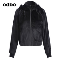 【商場同款】odbo/歐迪比歐時尚連帽短外套女秋冬2022年新款上衣