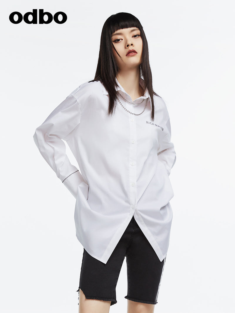 odbo 設計感小眾 白色襯衫  2022年新款 女